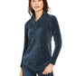 Suéter feminino de chenille com gola alta estilo &amp; co, azul, tamanho GG