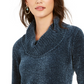 Suéter feminino de chenille com gola alta estilo &amp; co, azul, tamanho GG