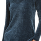 Suéter feminino de chenille com gola alta estilo &amp; co, azul, tamanho GG