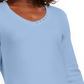Karen Scott Blusa de algodão com decote em V e ilhós, tamanho XS, azul brilhante, feminina