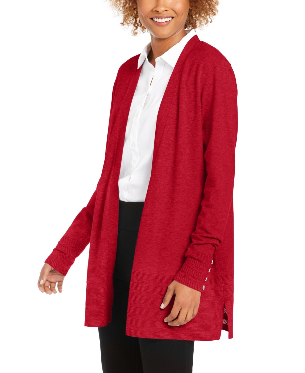 Cardigan feminino Charter Club com frente aberta, tamanho médio, vermelho, tamanho XX-G