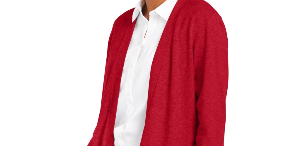 Cardigan feminino Charter Club com frente aberta, tamanho médio, vermelho, tamanho XX-G