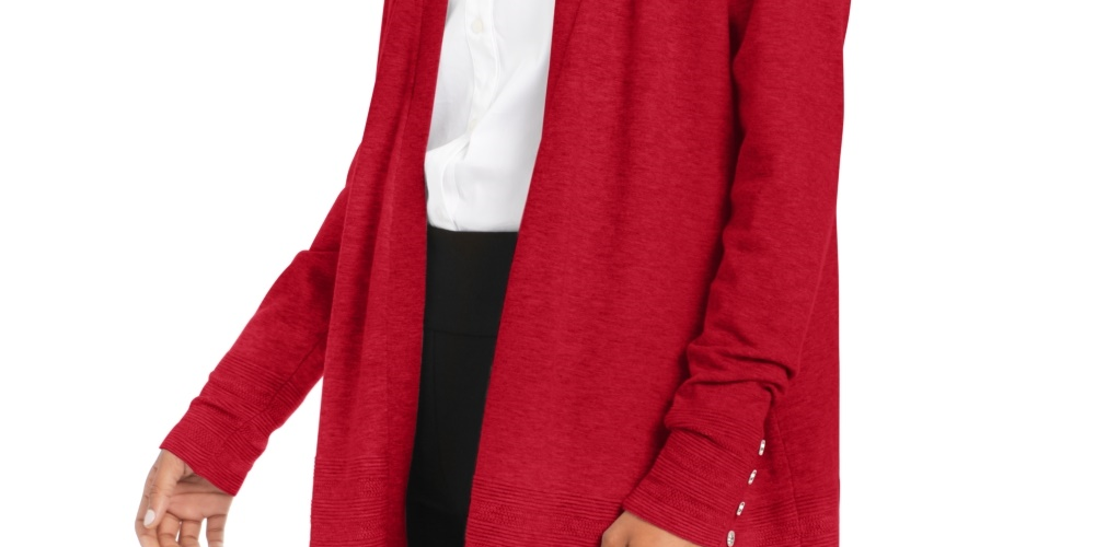 Cardigan feminino Charter Club com frente aberta, tamanho médio, vermelho, tamanho XX-G