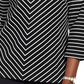 Blusa feminina listrada com decote em V, preta, tamanho X-S