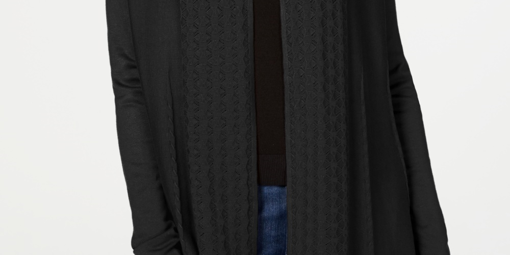 Karen Scott Cardigan Feminino Aberto na Frente Preto Tamanho XS