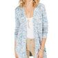 Cardigan feminino de malha mesclada aberta Style &amp; Co, tamanho grande, azul-marinho