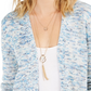 Cardigan feminino de malha mesclada aberta Style &amp; Co, tamanho grande, azul-marinho