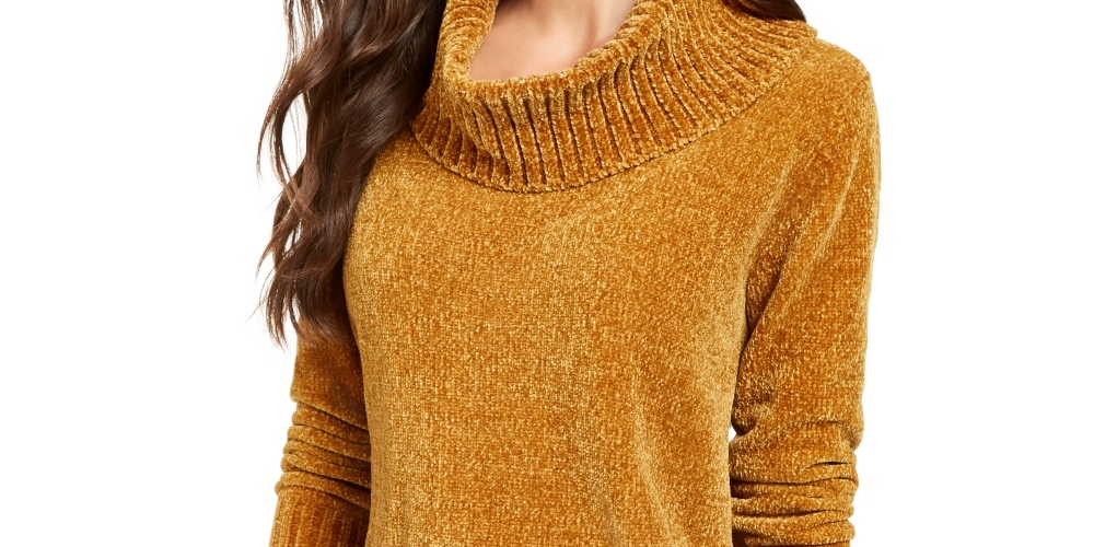 Suéter feminino de gola alta com fios metálicos, tamanho pequeno, dourado e amarelo, estilo Style &amp; Co.