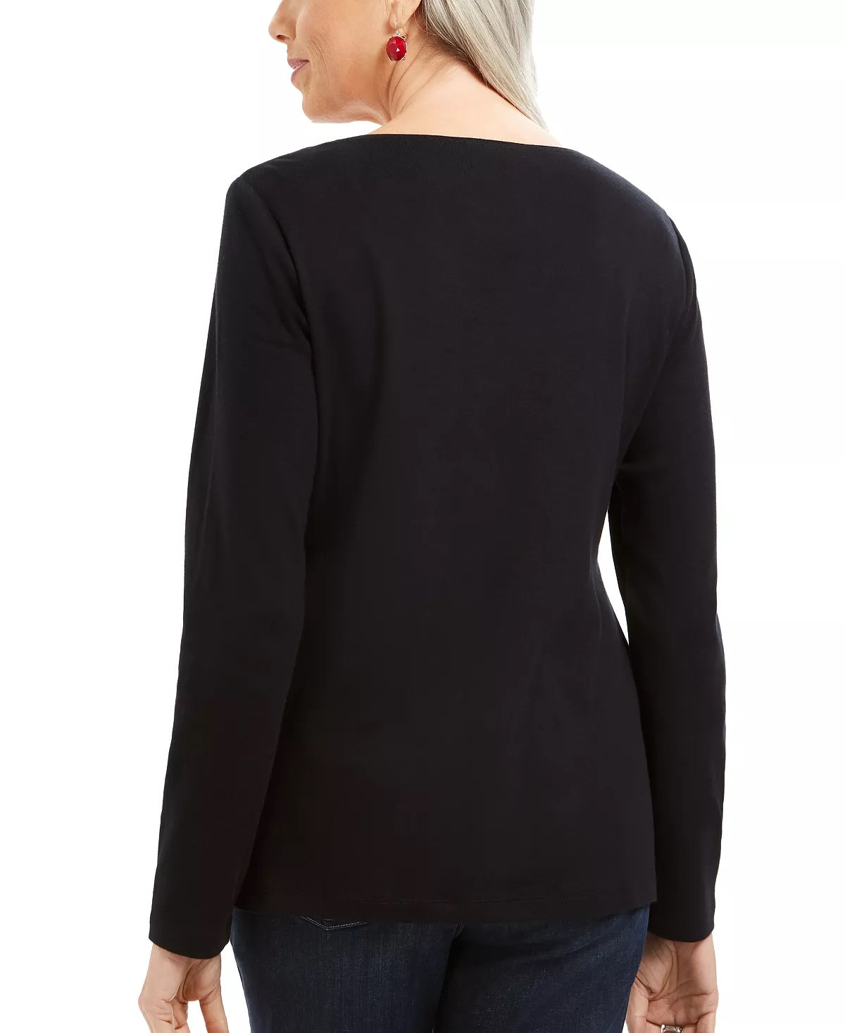 Karen Scott Top Festivo de Algodão Feminino Preto Tamanho P