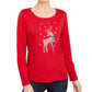 Camisa feminina Karen Scott com rena e strass, tamanho X-G, vermelha