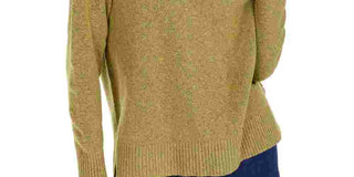 Suéter feminino de manga comprida e gola alta Bar III, verde, tamanho X-S