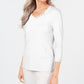 Karen Scott Blusa feminina de algodão com decote em V e acabamento em botões, branca, tamanho X-S