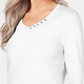 Karen Scott Blusa feminina de algodão com decote em V e acabamento em botões, branca, tamanho X-S
