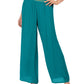 Calça feminina de gaze com detalhes metálicos e pernas largas, azul, tamanho extragrande, da coleção JM