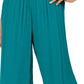 Calça feminina de gaze com detalhes metálicos e pernas largas, azul, tamanho extragrande, da coleção JM