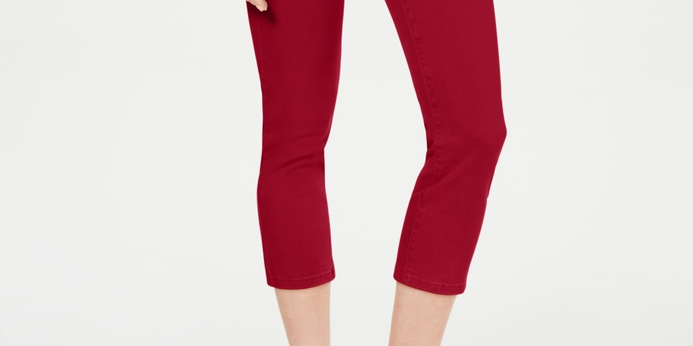 Calça jeans feminina Charter Club Tummy Control Bristol Capri vermelha tamanho 4 Petite