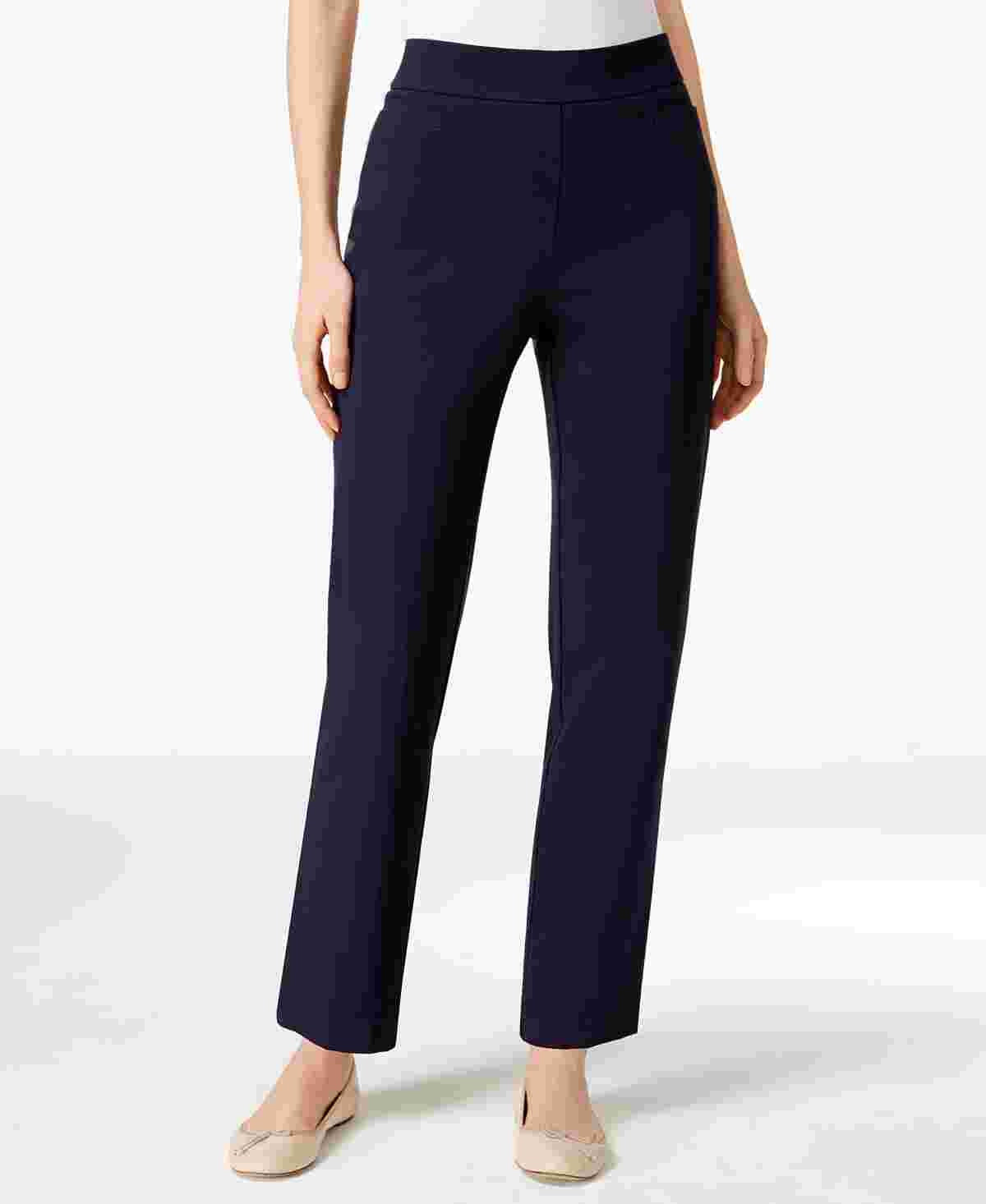 Calça feminina Alfred Dunner Classics Allure Pull-On Slim Leg Azul-marinho Tamanho 10