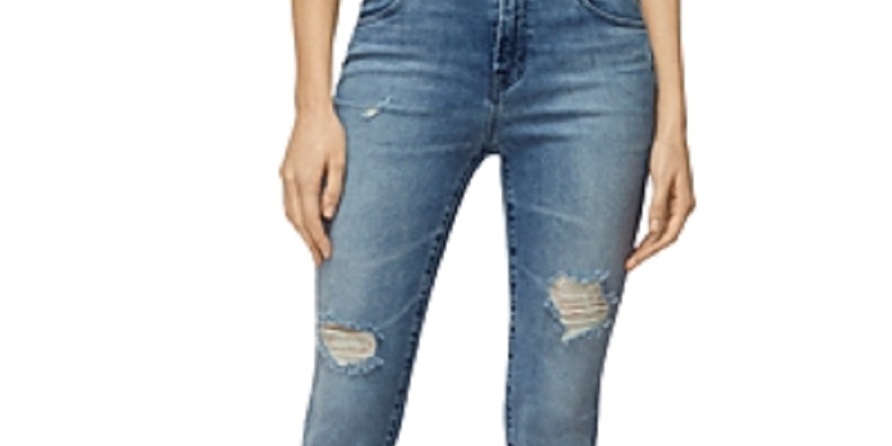 Calça jeans skinny cropped Alana High Rise feminina da J Brand, na cor Fix Up Destruct Blue, tamanho 29