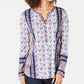 Blusa feminina estampada com mangas bufantes e abas estilo &amp; co, azul, tamanho PL