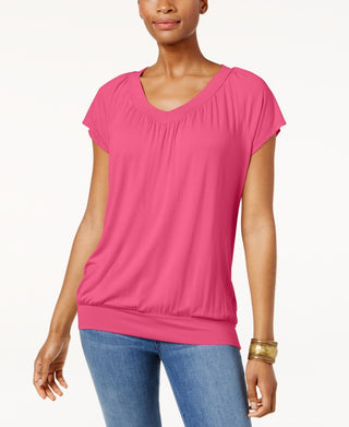 Camiseta Blusa Feminina JM Collection Rosa Tamanho Grande