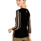 INC International Concepts Top Chevron Feminino de Veludo com Lantejoulas Preto Tamanho PL