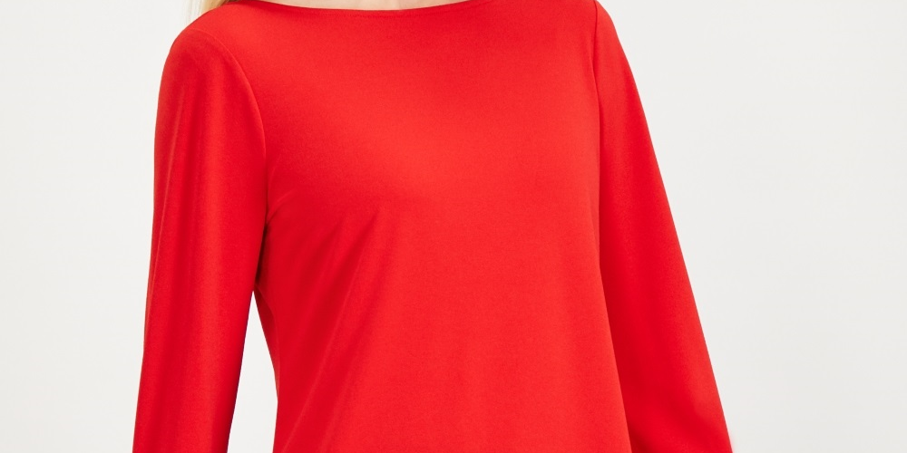 Blusa de crepe feminina Charter Club com detalhe de gravata, vermelha, tamanho PS/M