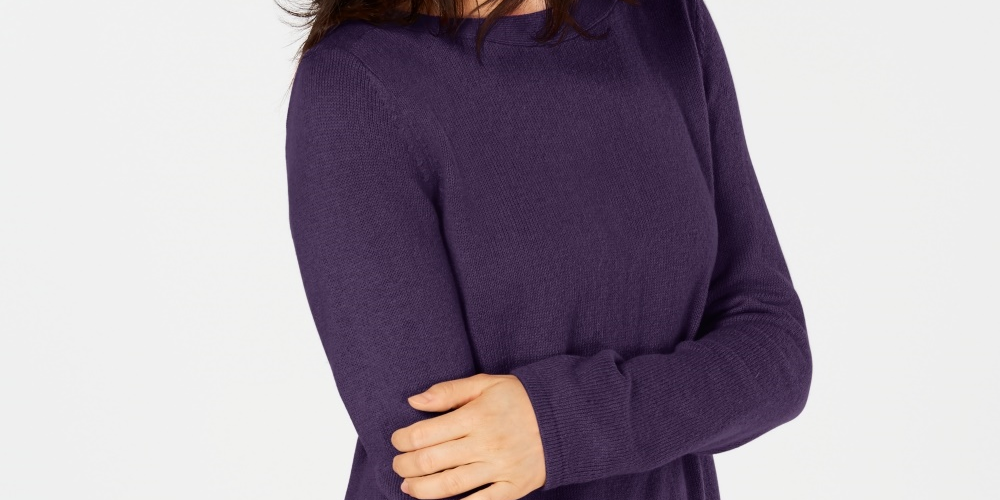 Túnica feminina Karen Scott lisa com bainha curva, roxa, tamanho pequeno