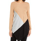 Túnica Alfani Feminina Petite Colorblocked Assimétrica Bege Cáqui PS/M