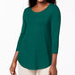 JM Collection Top feminino pequeno com manga três quartos, verde, PS/M