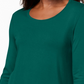 JM Collection Top feminino pequeno com manga três quartos, verde, PS/M