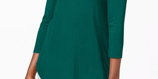 JM Collection Top feminino pequeno com manga três quartos, verde, PS/M