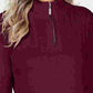 Karen Scott Suéter Feminino de Algodão com Zíper e Gola Alta Vermelho Tamanho XS