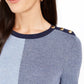 Suéter feminino com botões e blocos de cores Charter Club, azul, tamanho XX-G