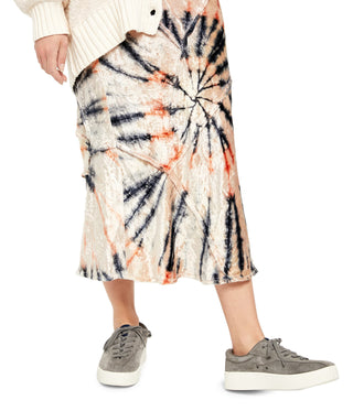 Saia de veludo tie-dye Serious Swagger feminina Free People, bege, tamanho pequeno