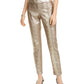 Calça Alfani Feminina Tummy-Control com Estampa Python Metálica Dourada Marrom Tamanho 4