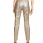 Calça Alfani Feminina Tummy-Control com Estampa Python Metálica Dourada Marrom Tamanho 4