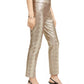 Calça Alfani Feminina Tummy-Control com Estampa Python Metálica Dourada Marrom Tamanho 4