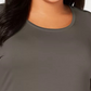 JM Collection Top feminino plus size com decote redondo cinza 0X