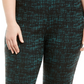 Calças femininas plus size em jacquard JM Collection, verde, tamanho 18W