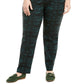 Calças femininas plus size em jacquard JM Collection, verde, tamanho 18W