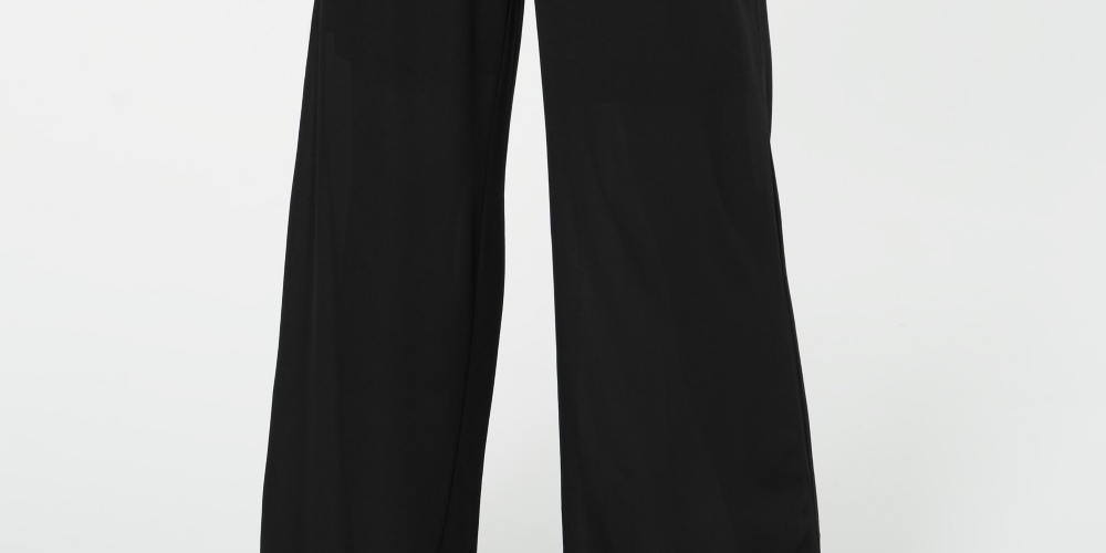 Calças Petite Palazzo Femininas NY Collection Pretas Tamanho Petite X-Large