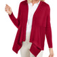 Cardigan feminino canelado com bainha de lenço JM Collection, vermelho, tamanho XX-G