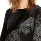 Blusa feminina Alfani com estampa de folha de veludo profundo, alta e baixa, preta, tamanho extragrande