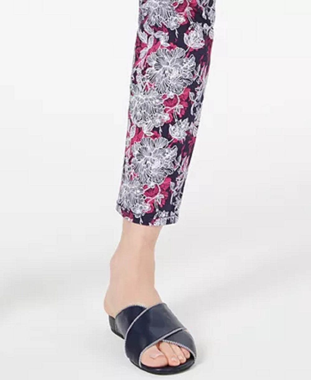 Calça jeans feminina Charter Club Petite com estampa e controle de barriga, tamanho 16 Petite, azul