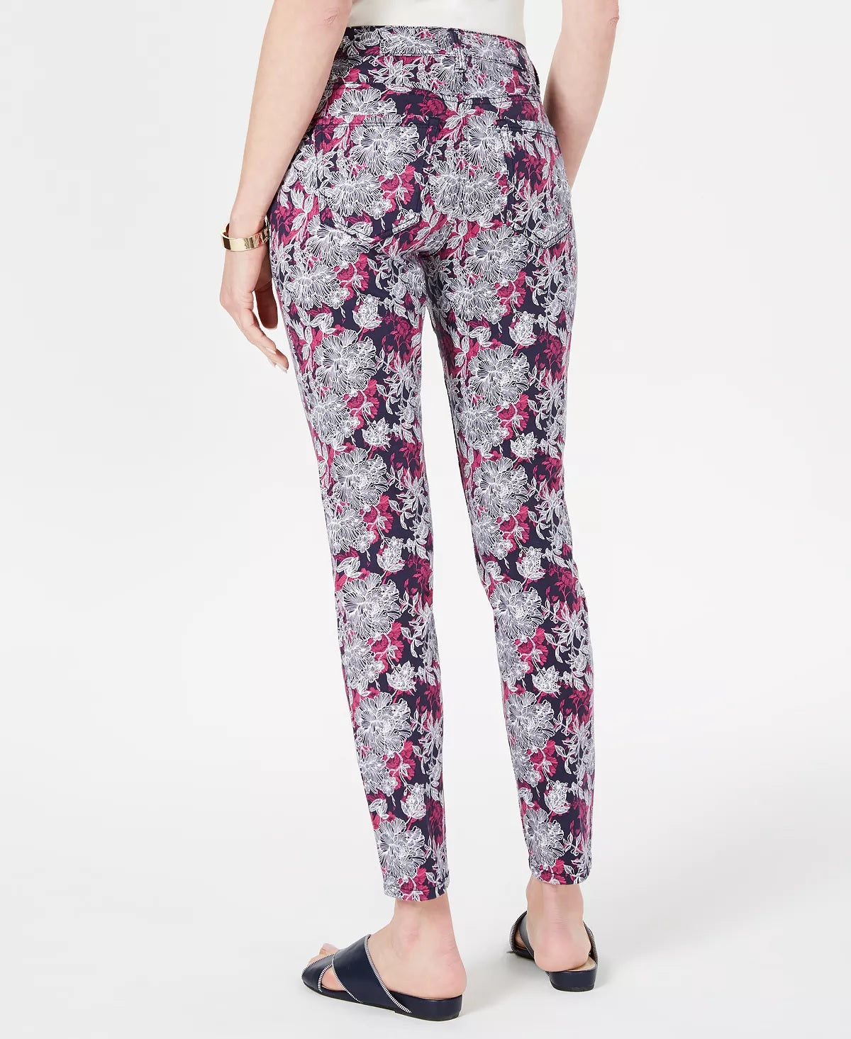 Calça jeans feminina estampada Charter Club com controle de barriga, tamanho 6 Petite, azul