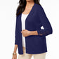 Cardigan feminino com frente aberta e acabamento em crochê, tamanho XX-G, azul, da coleção JM