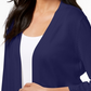 Cardigan feminino com frente aberta e acabamento em crochê, tamanho XX-G, azul, da coleção JM