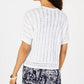Cardigan feminino Charter Club Petite Pointelle com frente aberta, branco, PS
