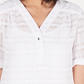 Blusa feminina xadrez com decote em V Alfani, branca, tamanho pequeno, extragrande