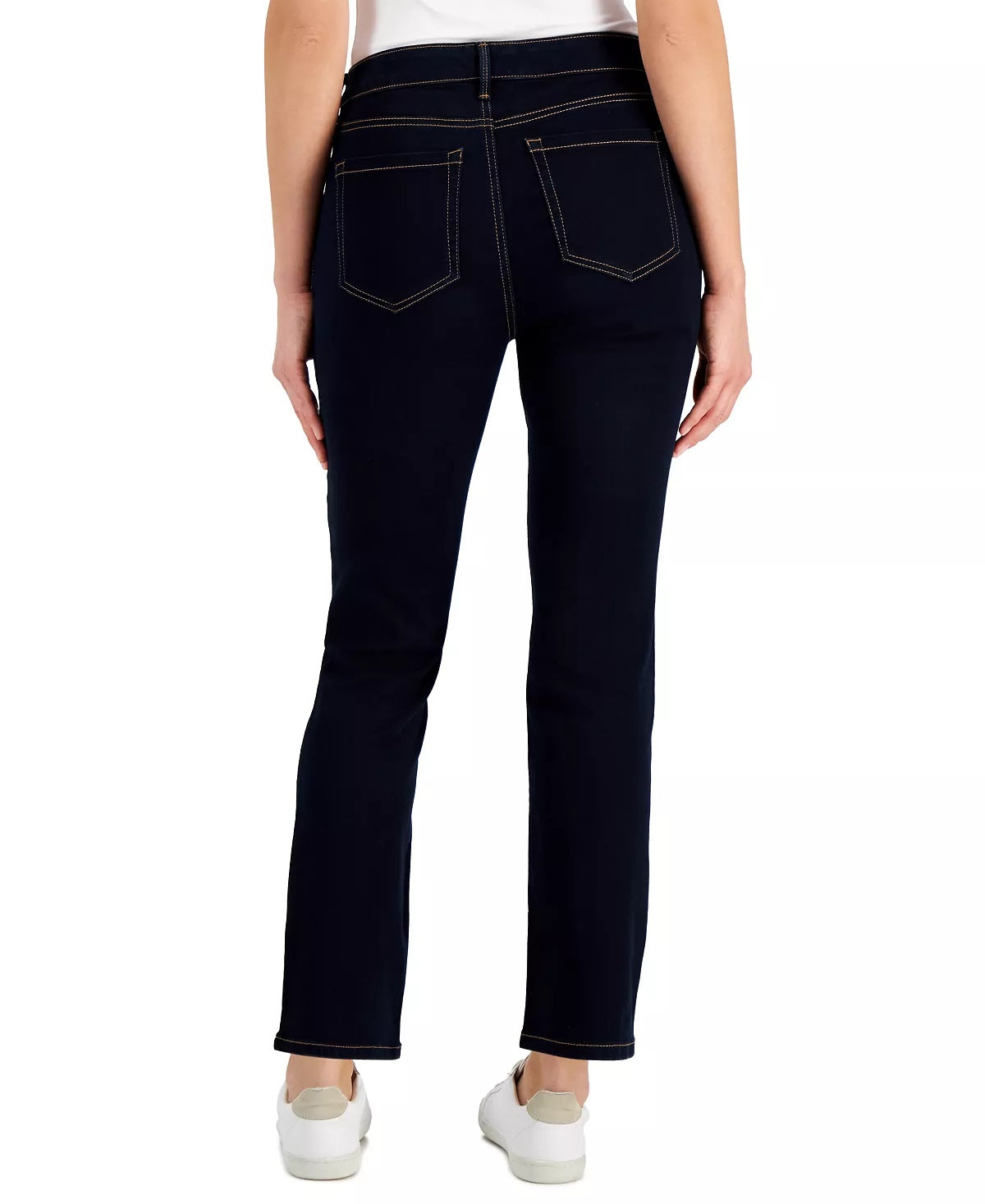 Calça jeans feminina Charter Club Lexington reta azul tamanho 10 pequena